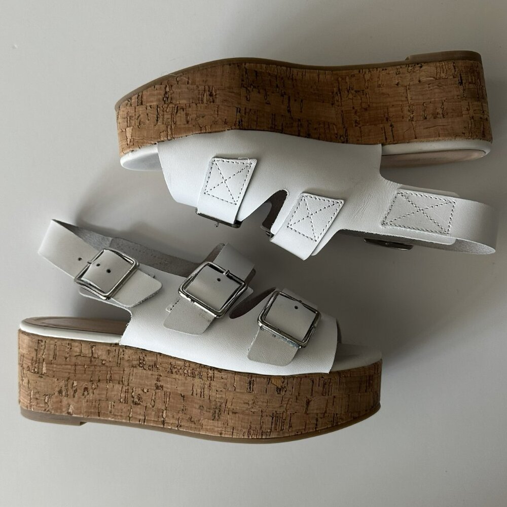 Intentionally Blank White Platform Shoe Cork Sole. Size 38